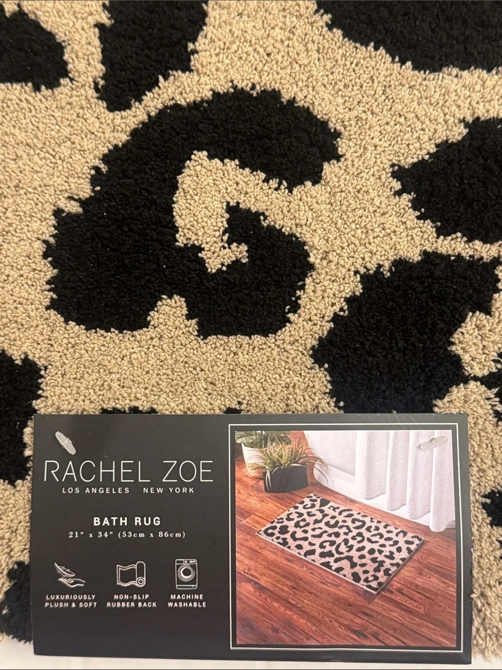 RACHEL ZOE Cheetah Animal Print Bath Rug/Mat - Non-Slip Rubber Back -21